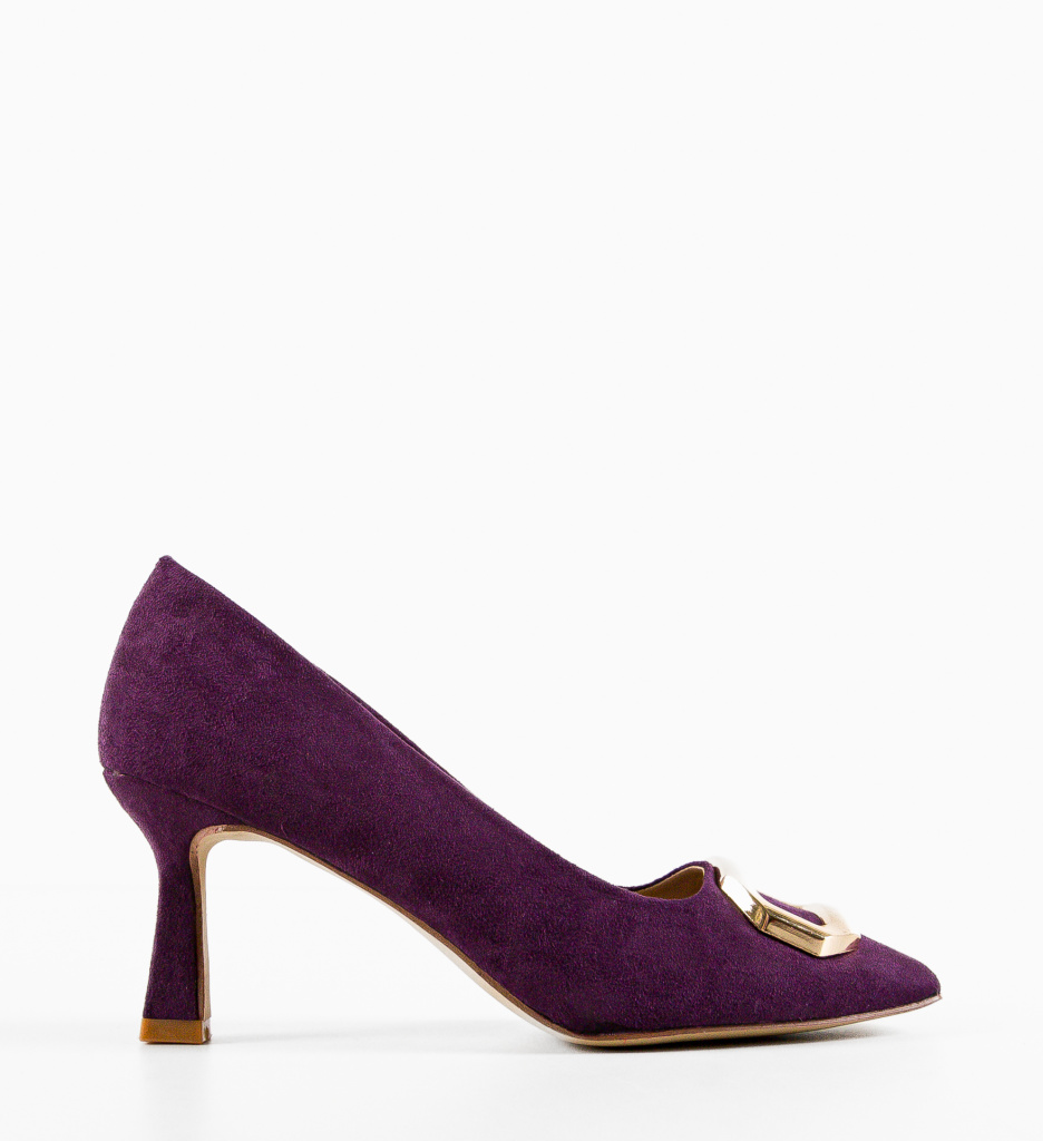 Pantofi Dama Lesedi Mov cu Toc Eleganți - imagine 7