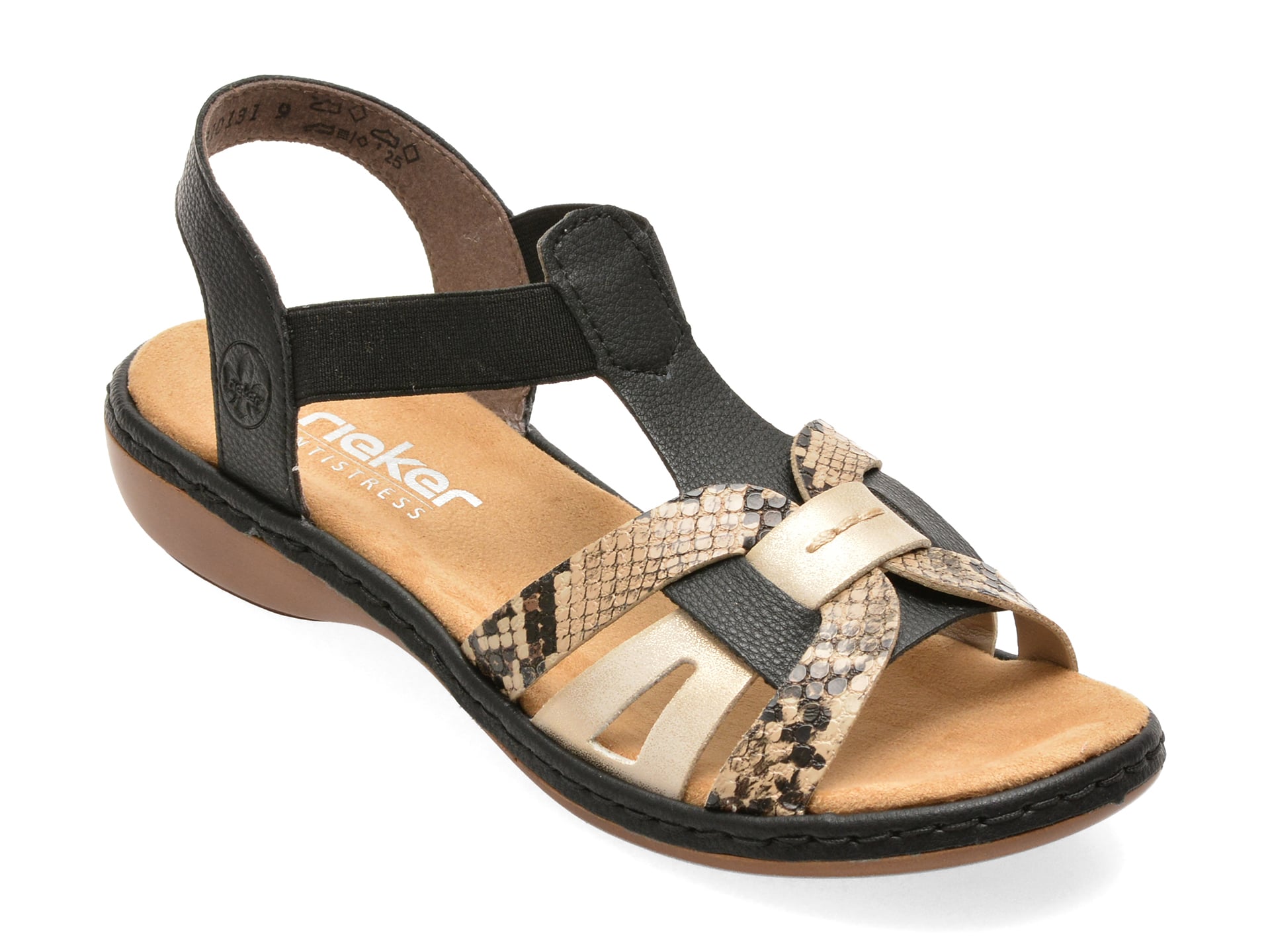 Sandale RIEKER Negre, Confort Slipp-On