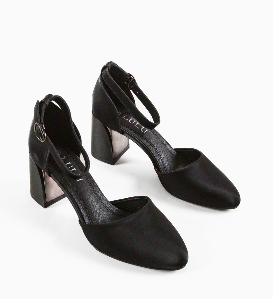 Pantofi Derosa negri eleganți cu toc - imagine 9