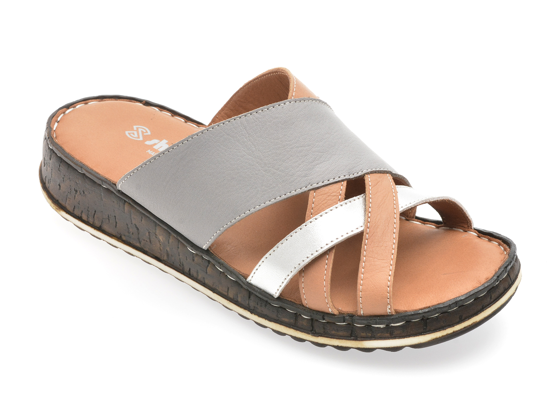 Papuci SHOOZY Piele Naturala - Confort Gri