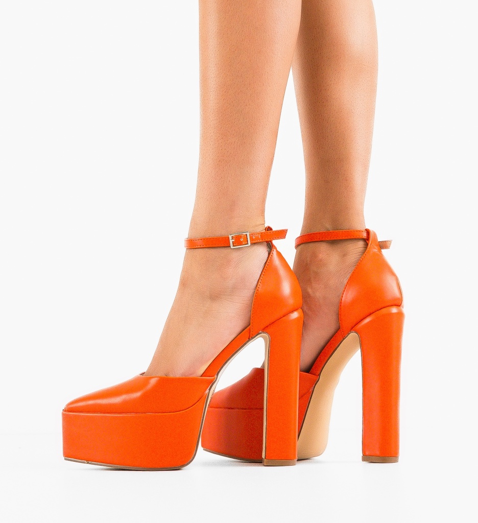 Pantofi cu Toc Marianne Portocalii | Eleganți