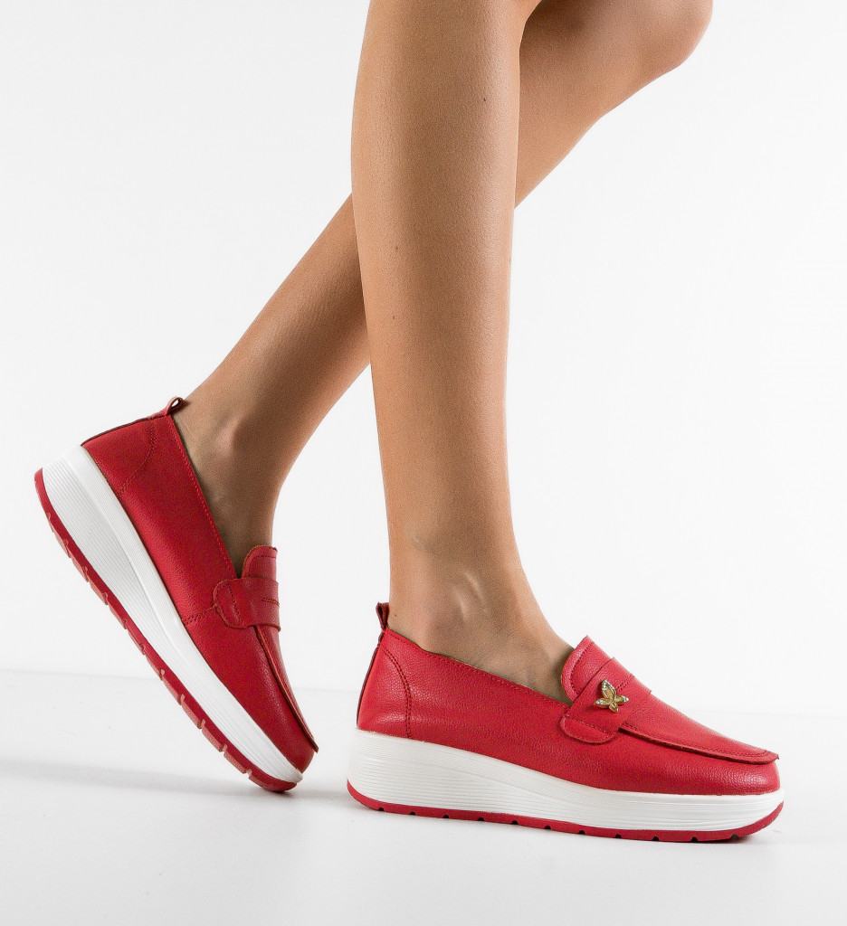 Pantofi Casual Elvina Rosii - Confort și Stil - imagine 3
