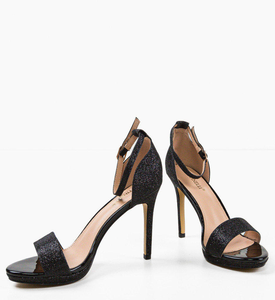 Sandale cu Toc Kent Negre | Eleganță