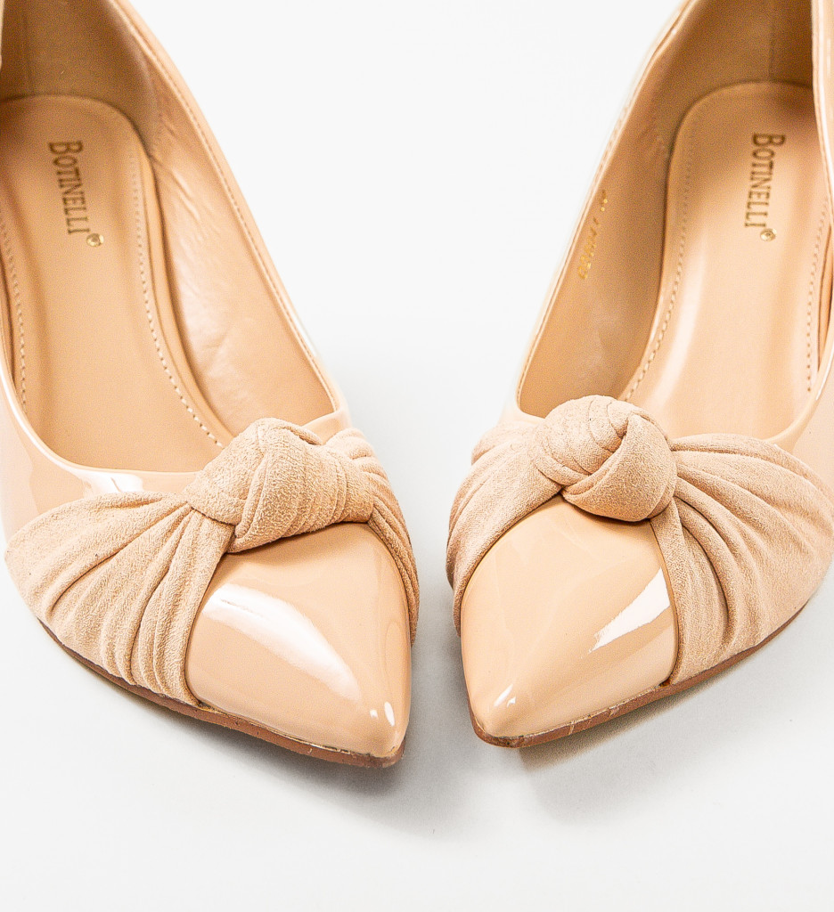 Pantofi Dama Oprez Bej cu Toc Eleganți - imagine 7