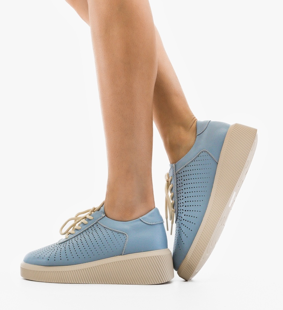Pantofi Casual Lehe Albastri Confortabili - imagine 2
