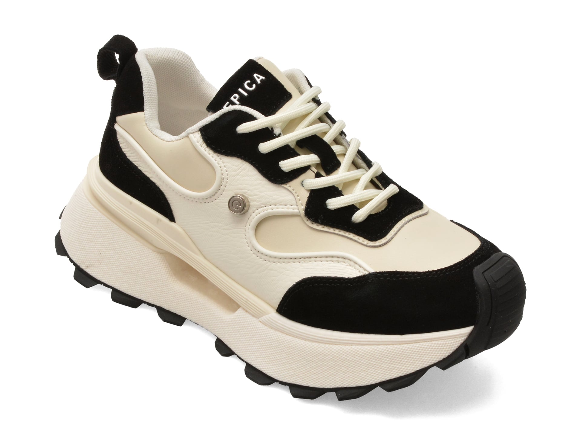 Pantofi Sport Epica Alb-Negru din Piele Naturală