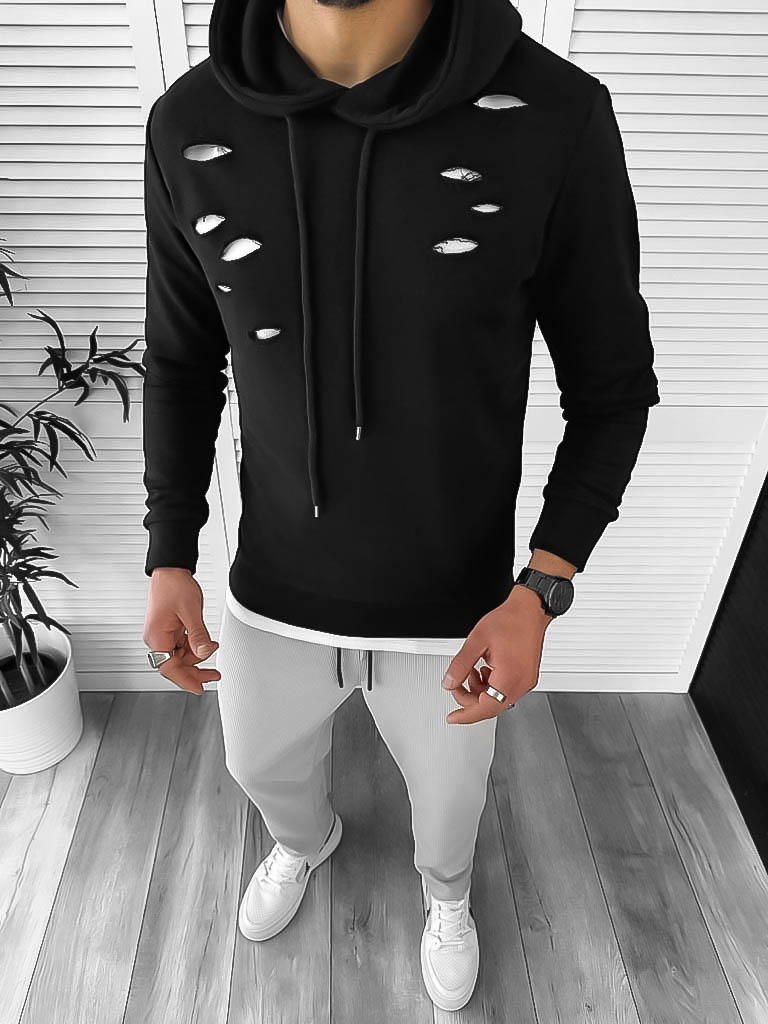 Hanorac Barbati Negru Slim Fit - Stil Modern