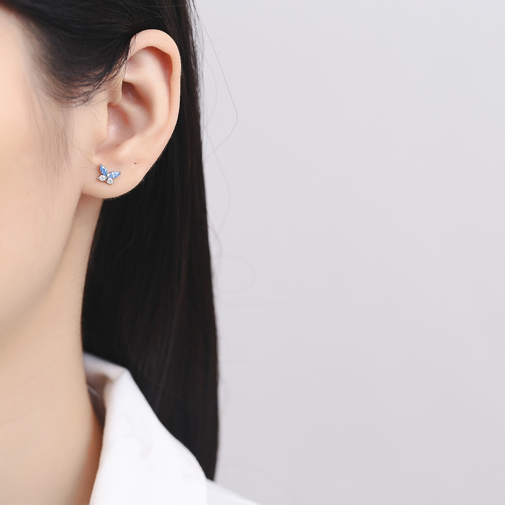 Cercei Delis Argint Fluture Albastru | Stil Unic - imagine 2