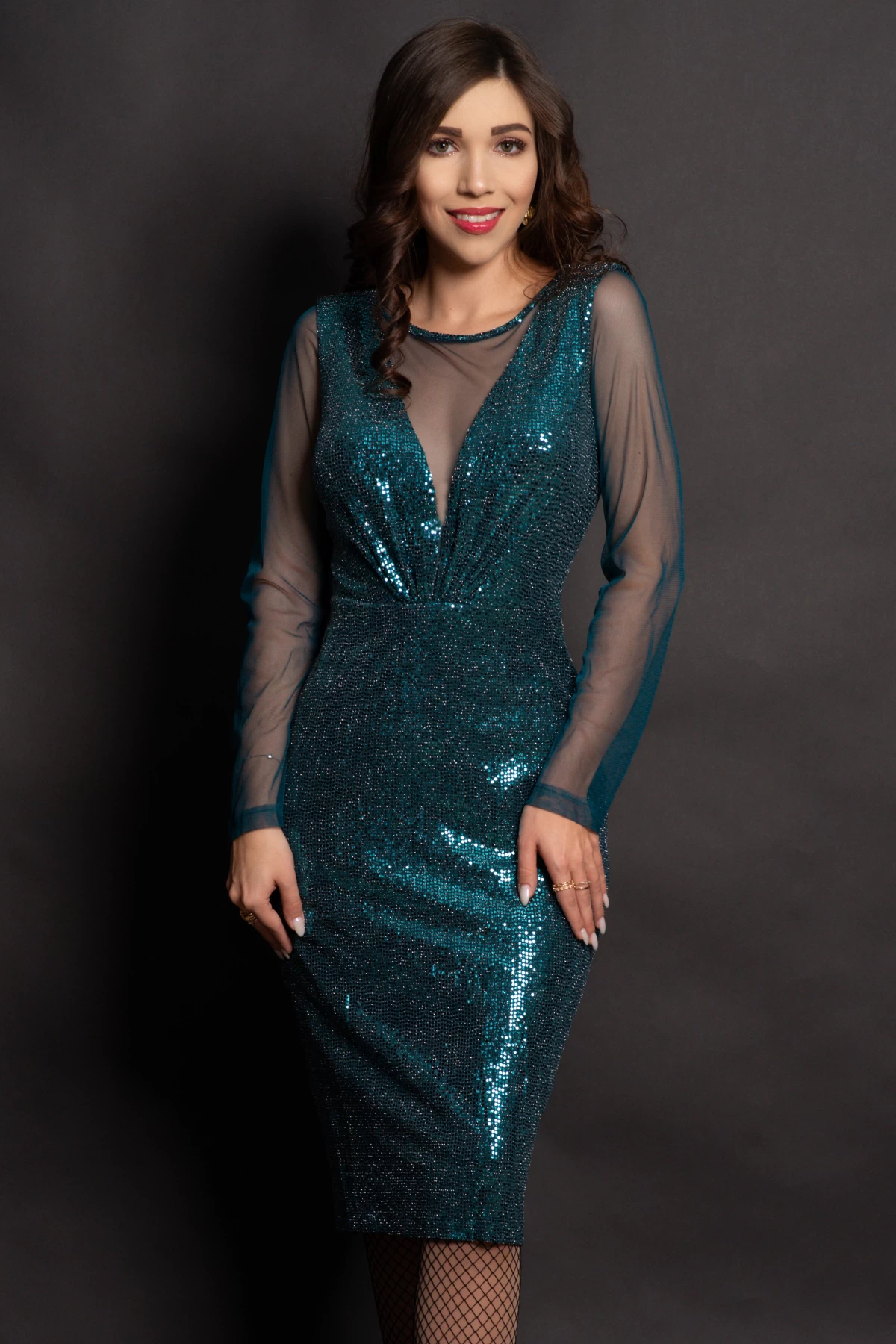 Rochie Celeste Dante cu paiete verzi