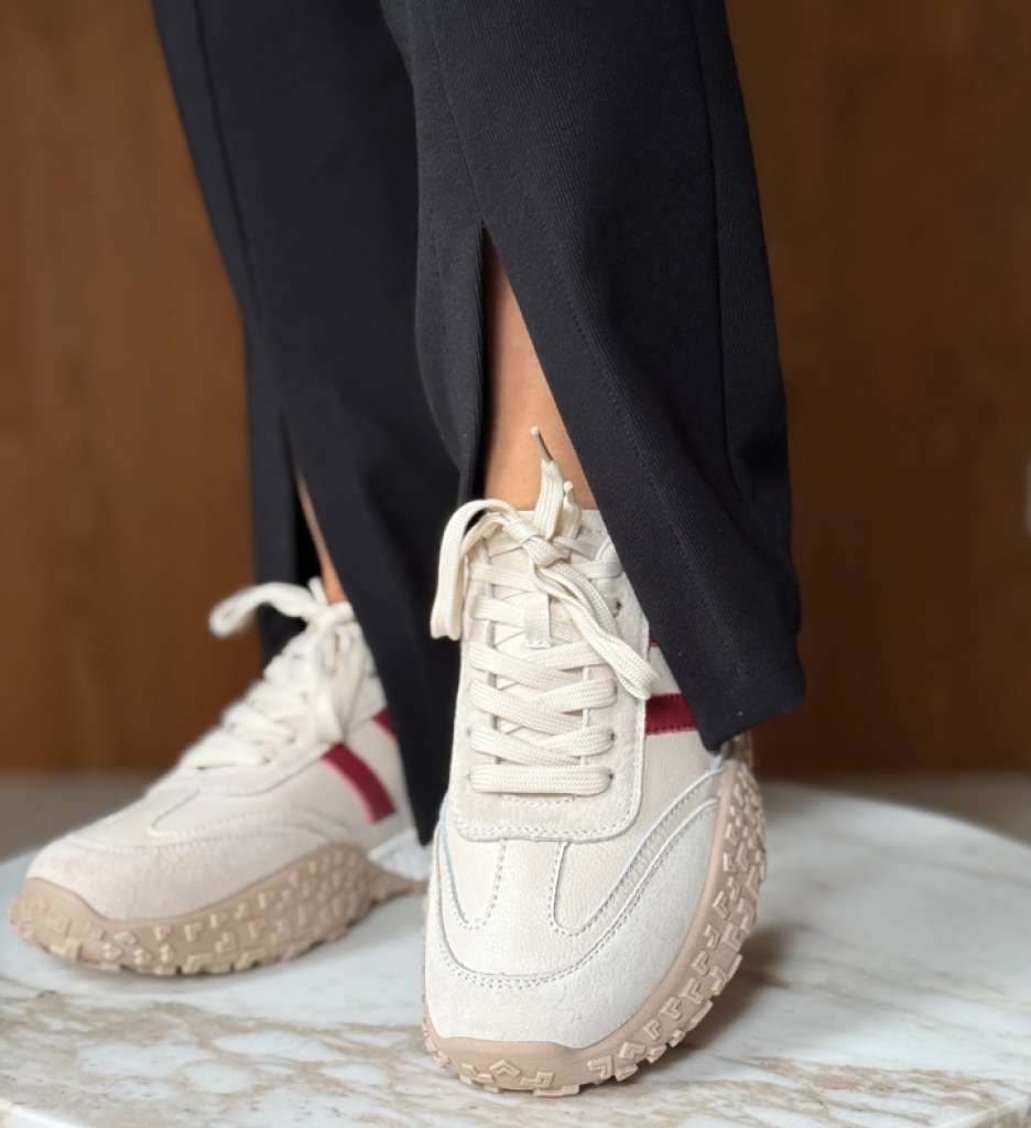 Sneakers Dama Forale Bej - Confort și Stil - imagine 4