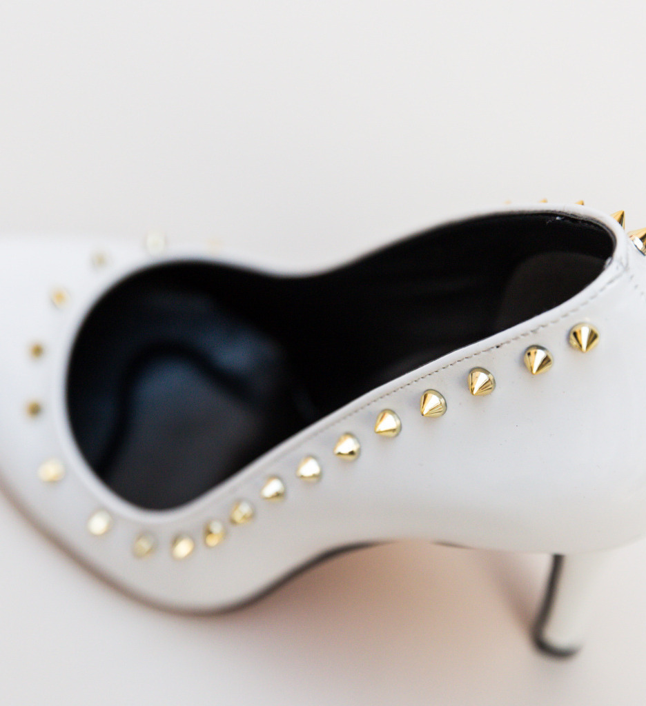 Pantofi cu Toc Albi Eleganți - Model Nicor - imagine 6