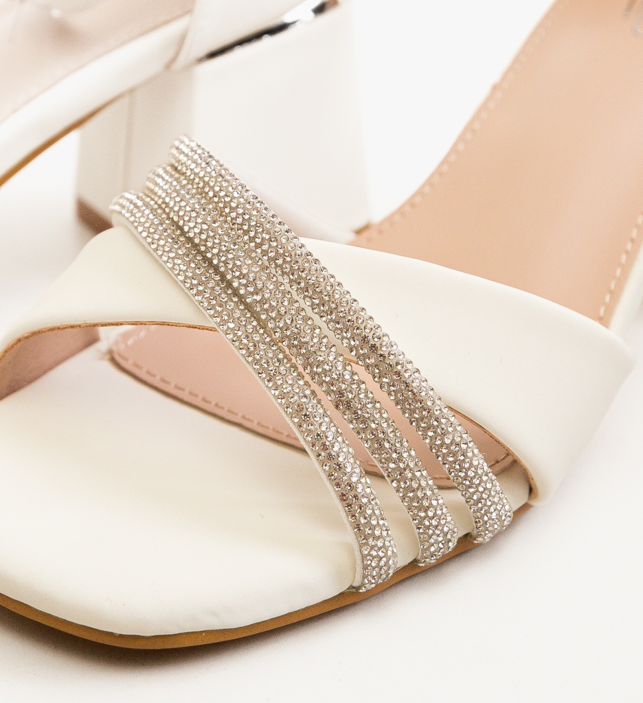 Sandale cu Toc Pakka Albe | Eleganță și Stil - imagine 5