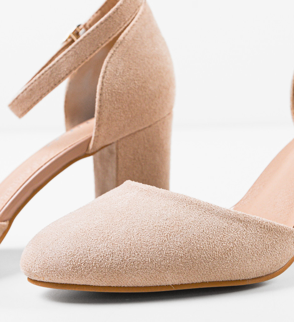Pantofi Uneraya Bej cu toc elegant - imagine 8