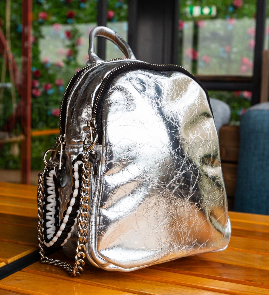 Rucsac Dama Merfa Argintiu Depurtat | Stil Modern