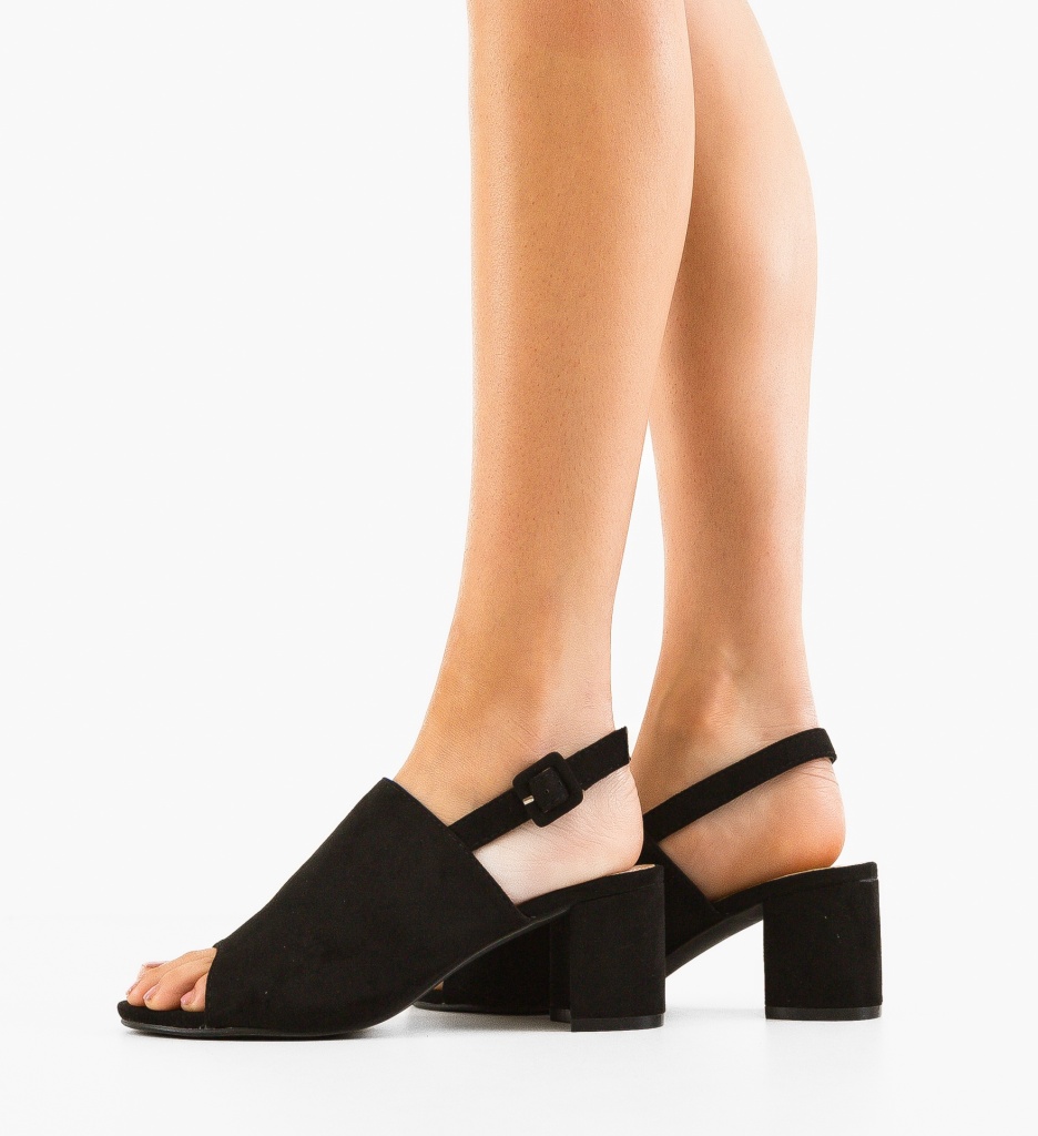 Sandale Dama Wannin Negre cu Toc Elegant - imagine 2