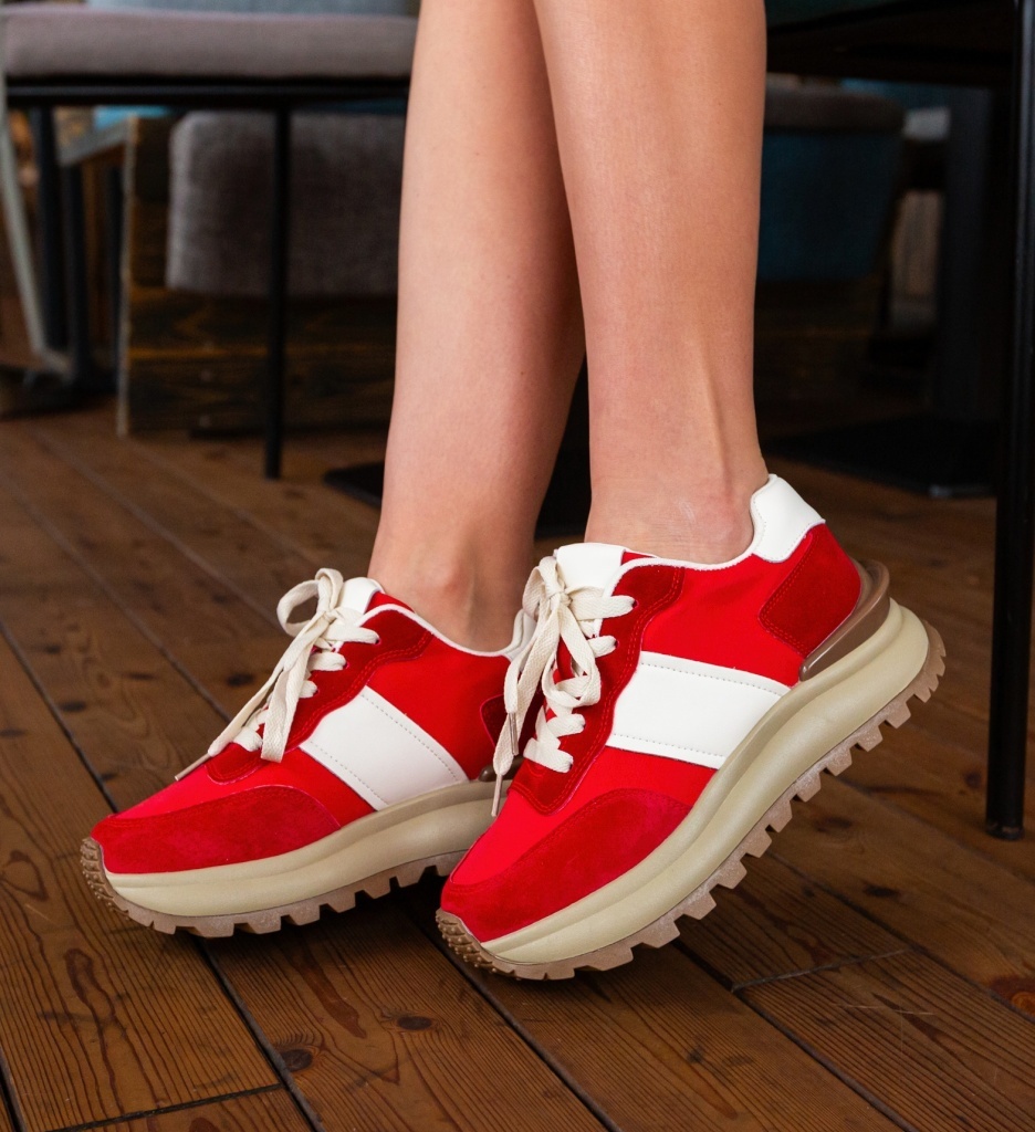 Sneakers Dama Contares Rosii | Sport & Stil - imagine 2