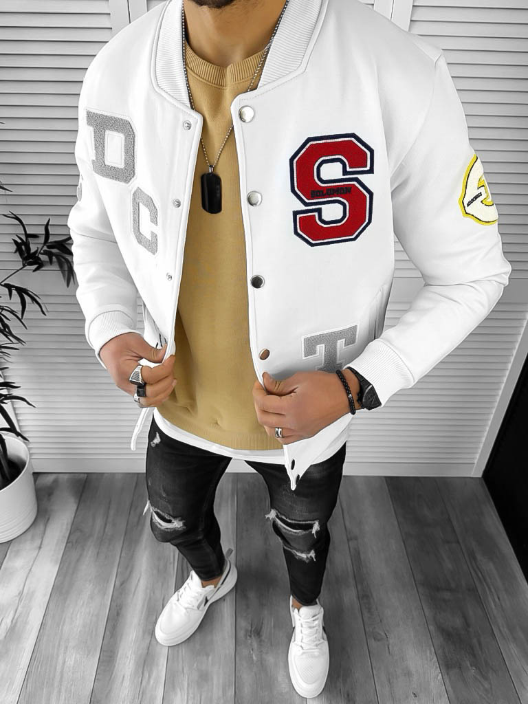 Geaca Barbati Toamna Alba Impermeabila Casual