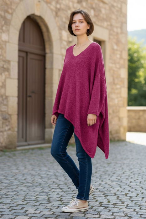 Pulover Pufos Oversize Magenta | Shopika