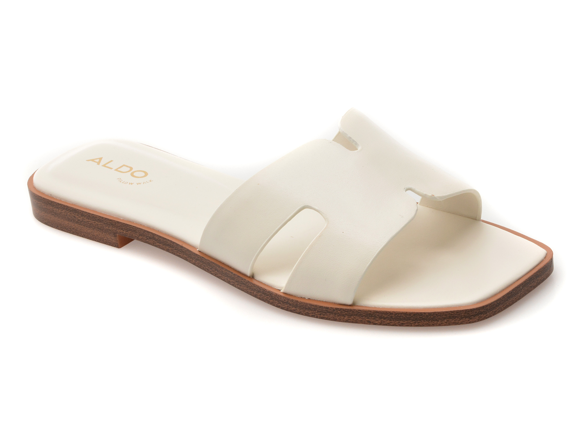 Papuci ALDO albi din piele naturală ITSANDAL 100