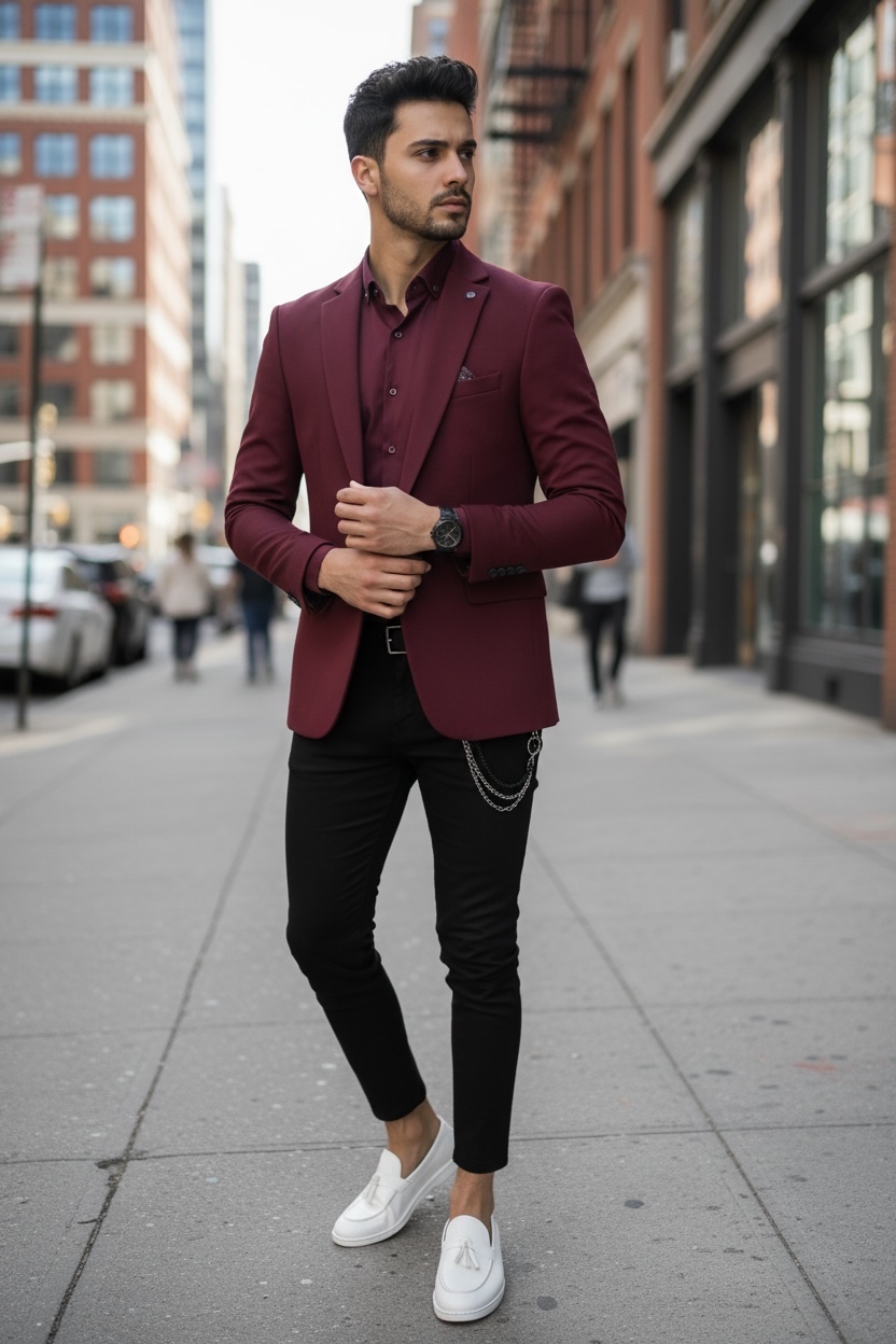 Sacou Barbati Slim Fit Grena | Office & Eveniment - imagine 2
