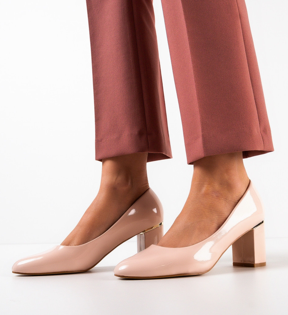 Pantofi Roach Bej cu Toc Eleganți - imagine 3