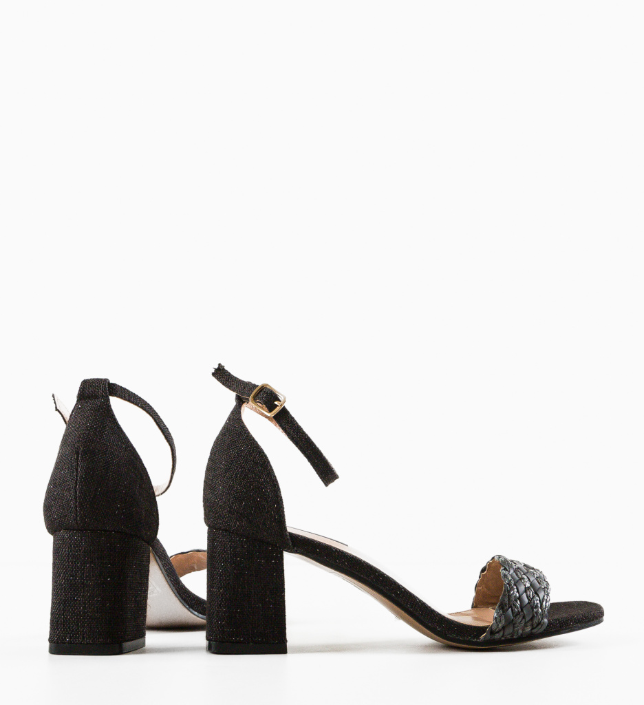 Sandale Farai Negre cu Toc Elegante - imagine 4