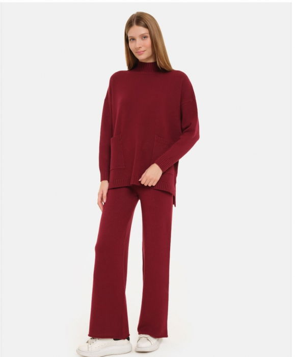 Compleu Tricotaj Fin Shopika Bordo - Eleganță și Confort
