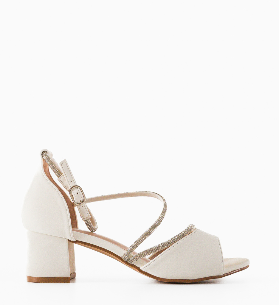 Sandale Graves Albe cu Toc Elegante - imagine 3