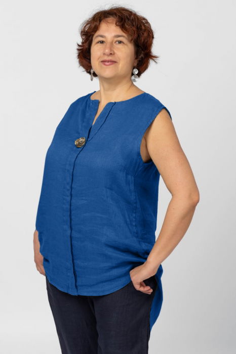 Bluza Shopika In Albastru cu Nasture Metalic
