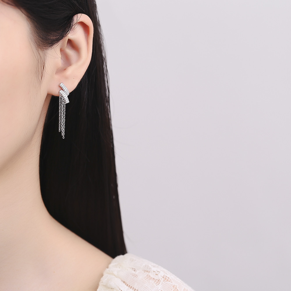 Cercei Lungi Argint 925 Haifeng, Model Elegant - imagine 2