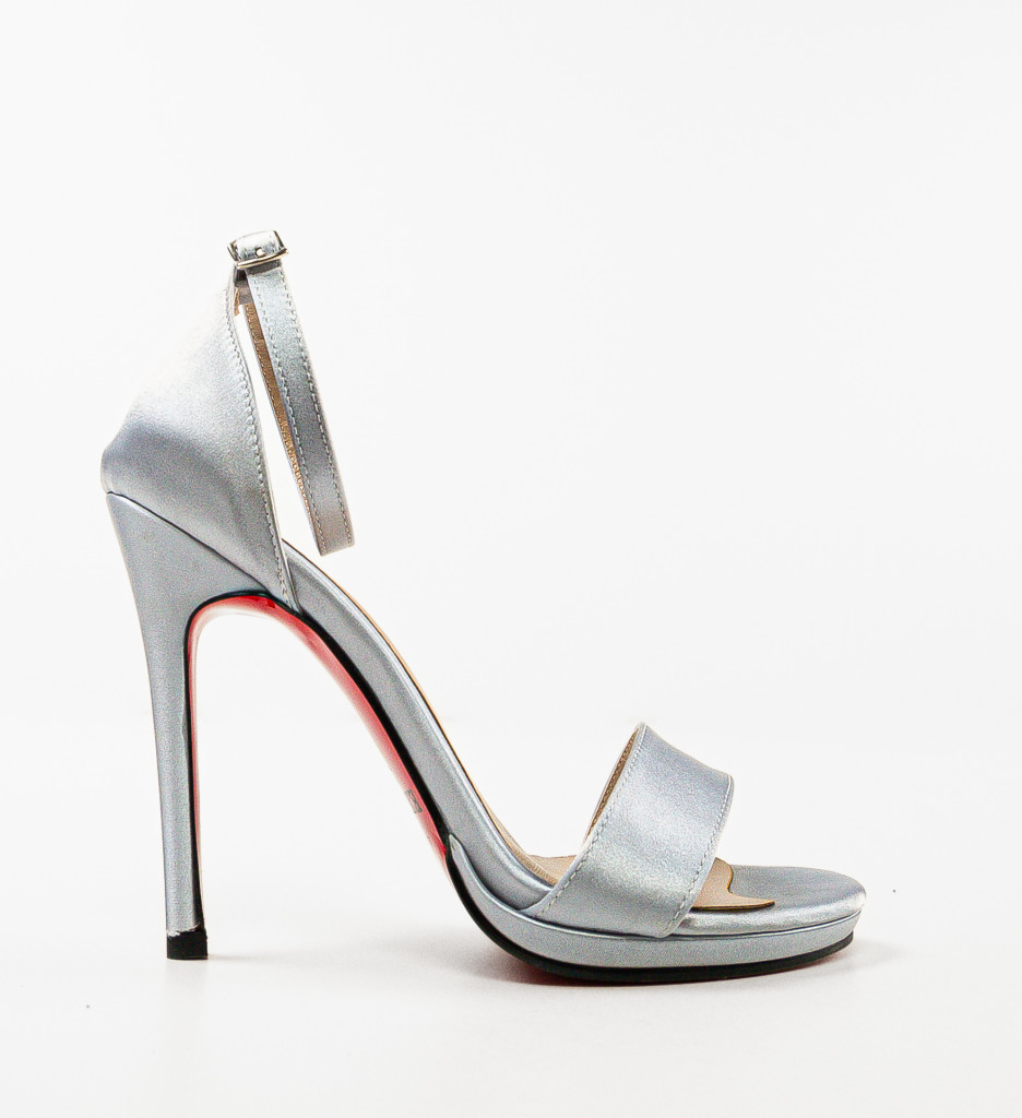 Sandale Klanvezin Gri cu Toc Elegante - imagine 4