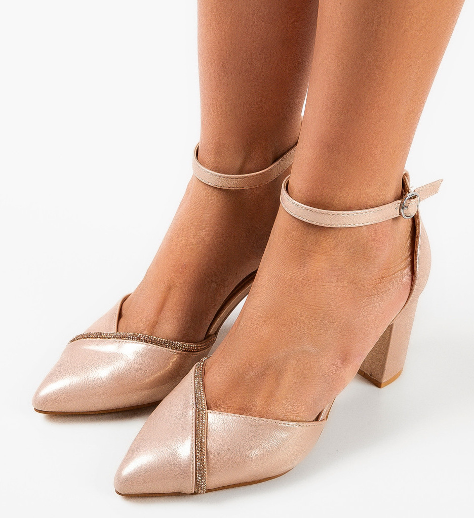 Pantofi Bester Roze cu Toc Eleganți - imagine 4