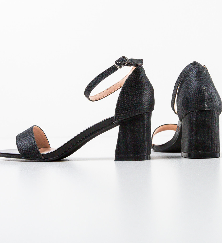 Sandale Parker Negre Elegante cu Toc - imagine 6