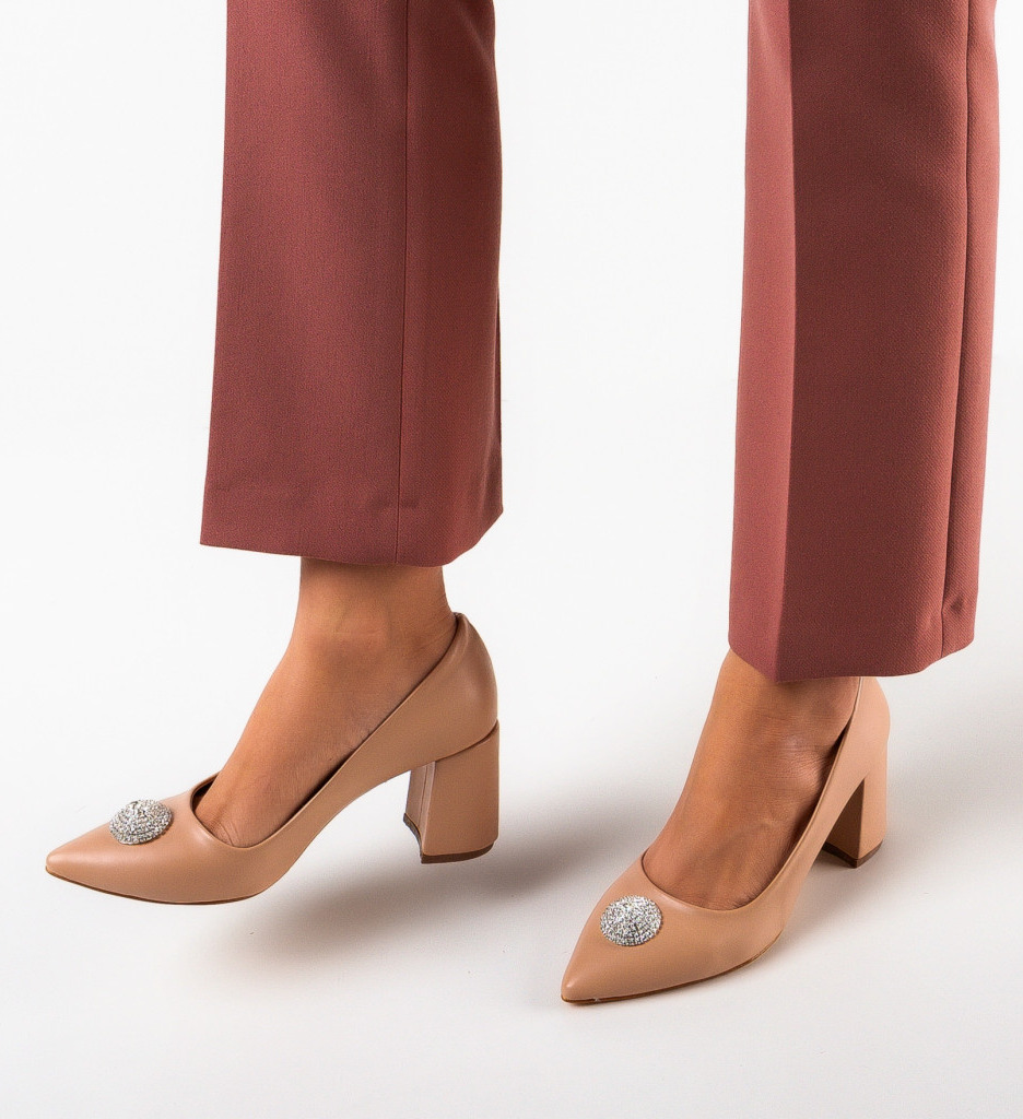 Pantofi Helsink Bej cu Toc Eleganți - imagine 4