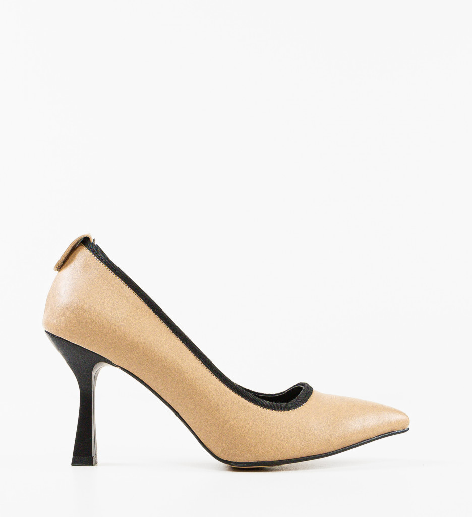 Pantofi Vehy Bej Eleganți cu Toc - imagine 5