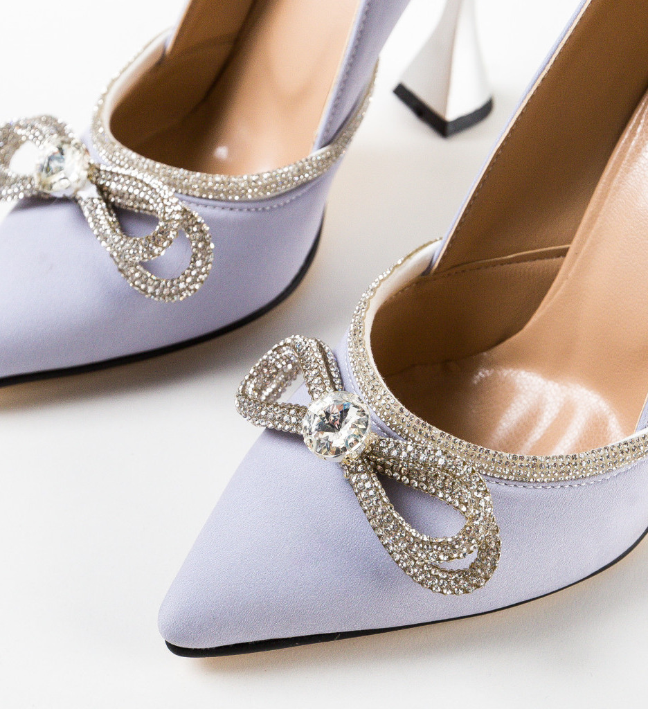 Pantofi Armas Gri cu Toc Eleganți - imagine 6