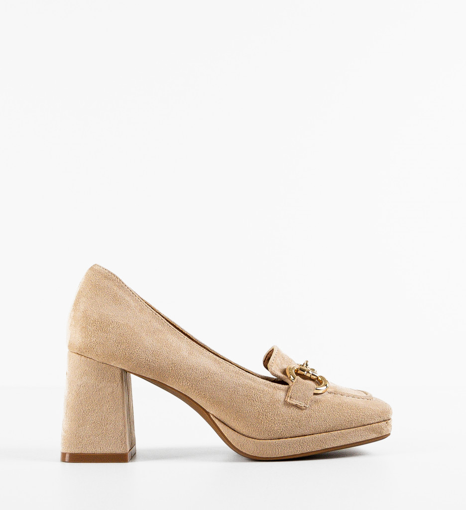 Pantofi Lamia Bej cu Toc - Eleganță Modernă - imagine 5
