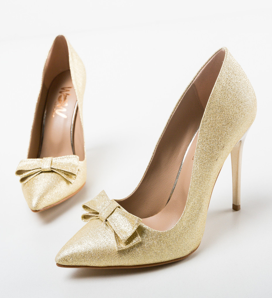 Pantofi cu Toc Eleganți Stil Sedul Aurii - imagine 7