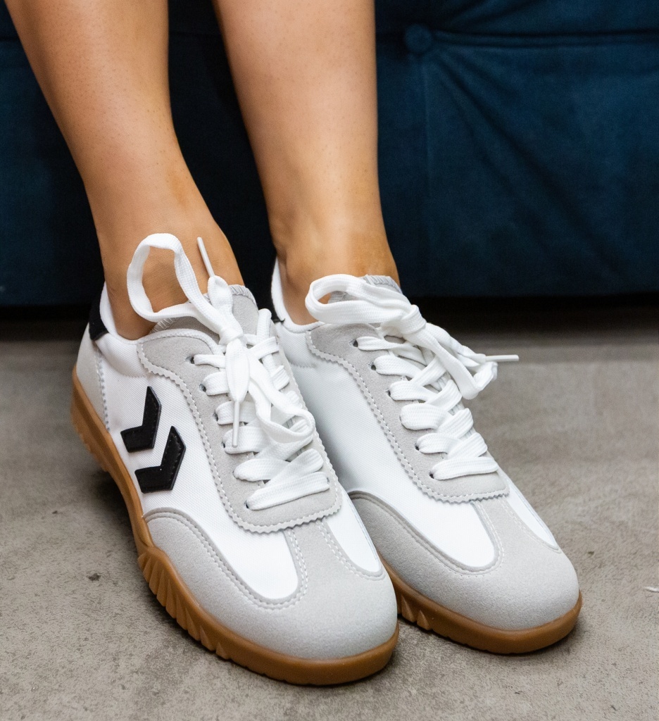 Sneakers dama Steren albi | Confort maxim - imagine 2