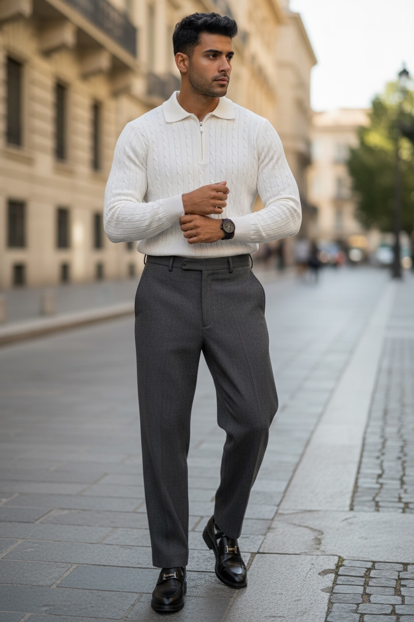 Bluza barbati alba slim fit S130 d2-5.2
