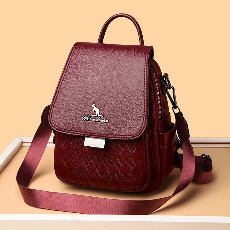 Rucsac Dama Delis Viatrix Bordo, Piele Ecologica - imagine 2
