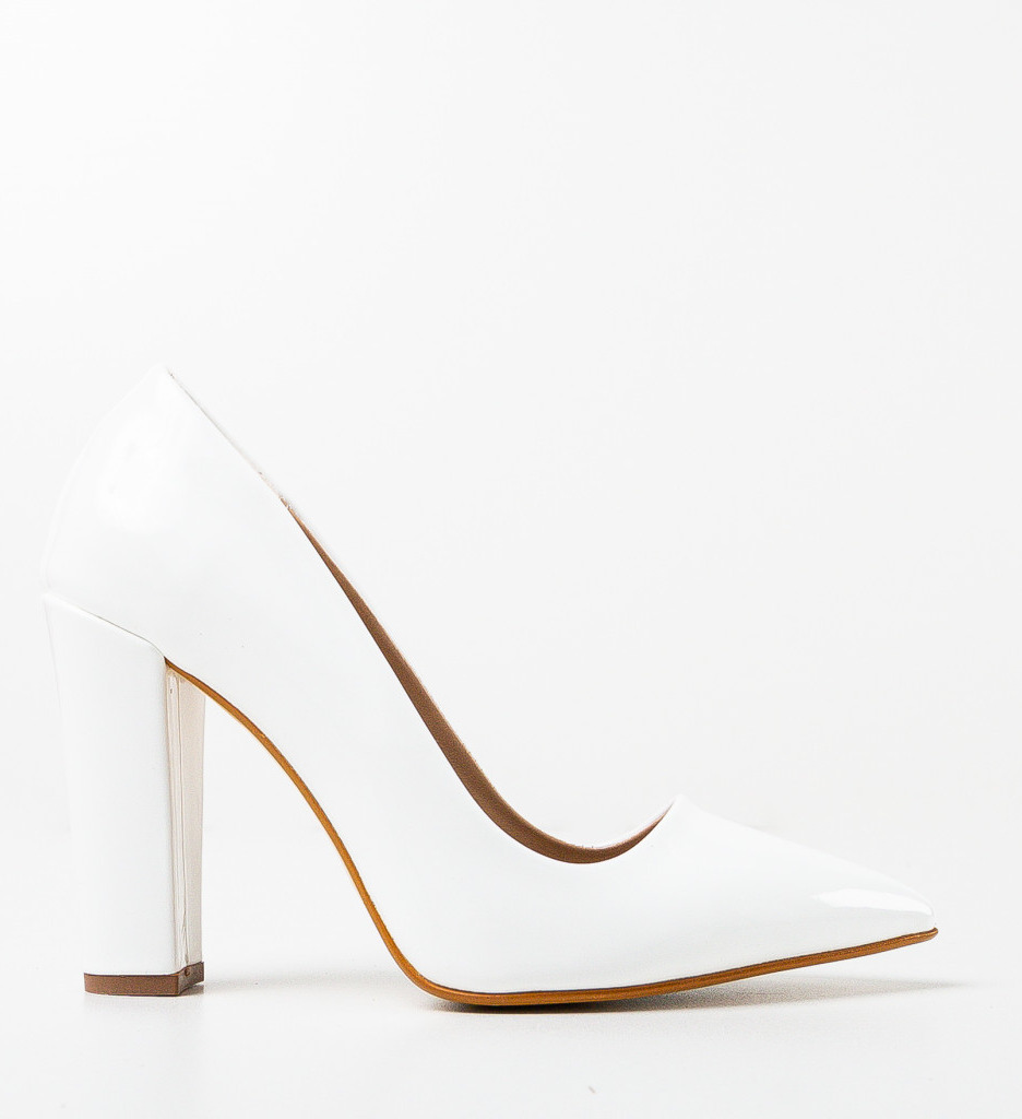 Pantofi dama Clash Albi cu toc elegant - imagine 4