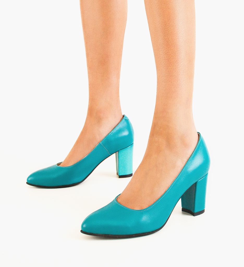 Pantofi Ninna Turcoaz cu Toc Eleganți - imagine 2