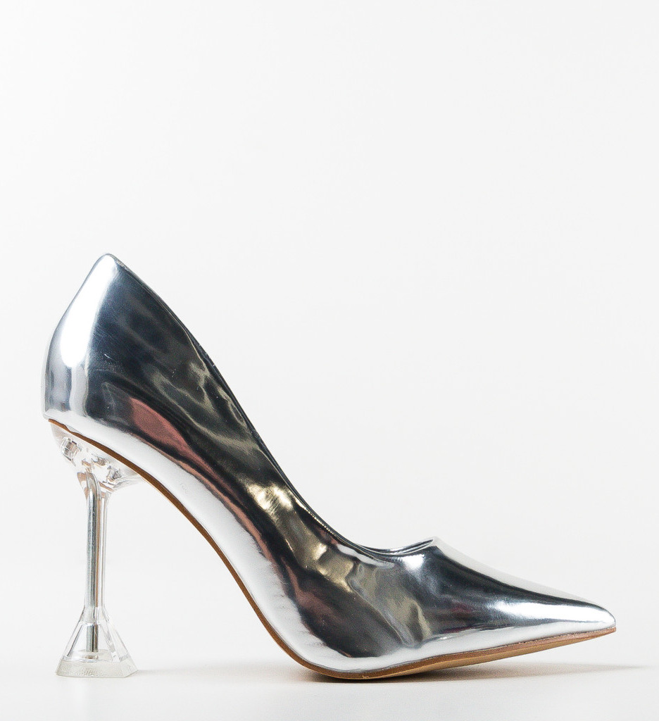 Pantofi Dama Luso Arginti cu Toc Elegant - imagine 4