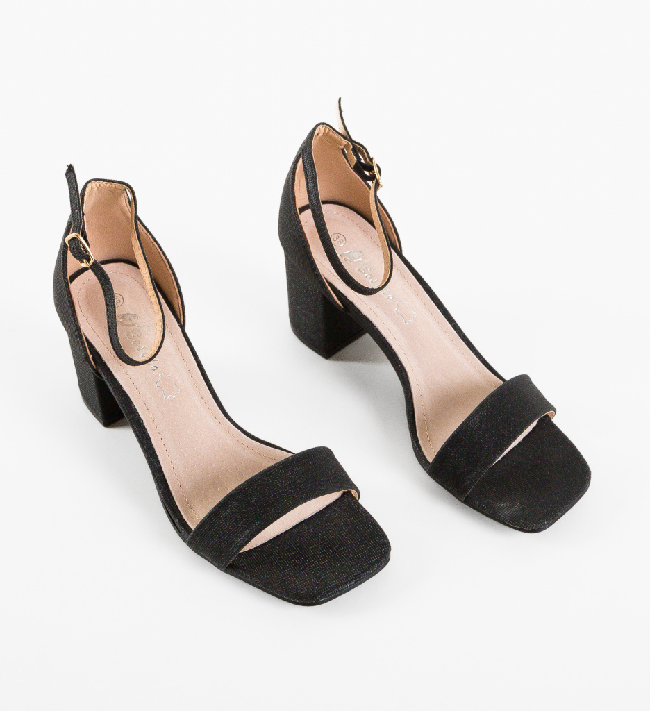 Sandale Lehua Negre cu Toc Elegante - imagine 6