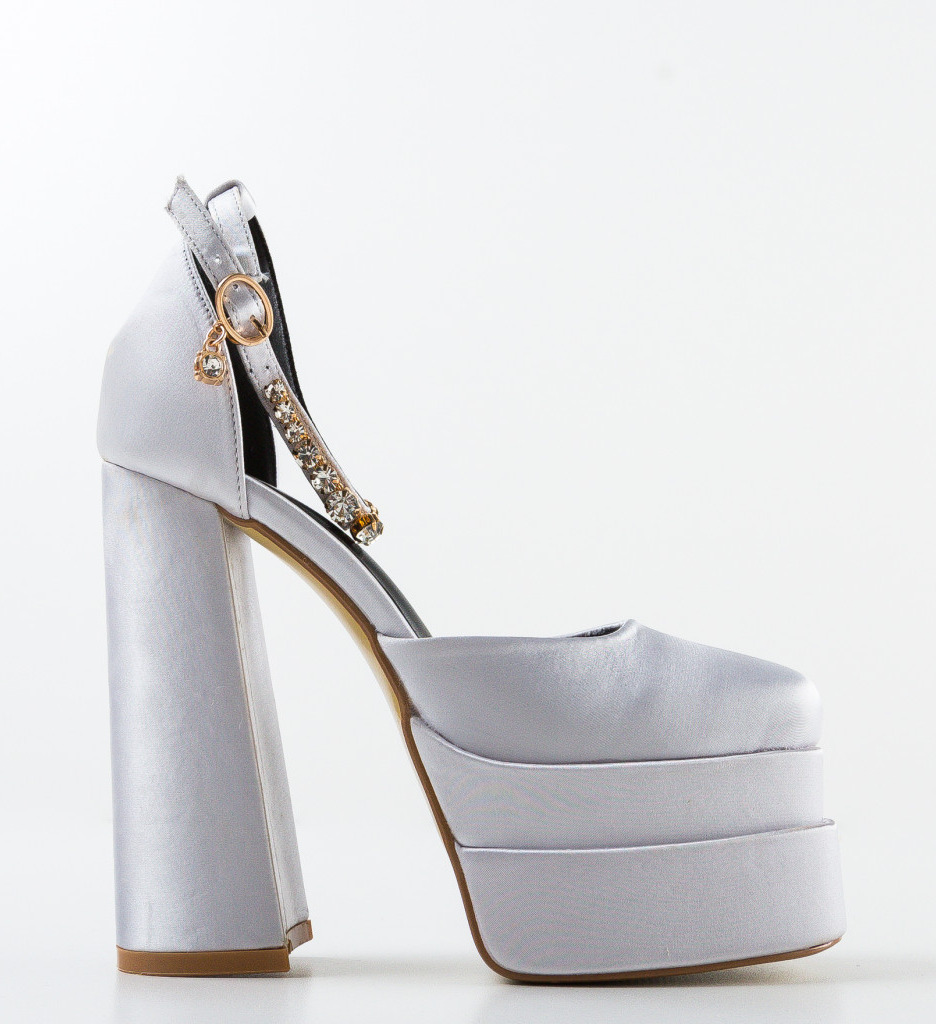 Pantofi cu toc Iman Argintii - Eleganță Absolută - imagine 5