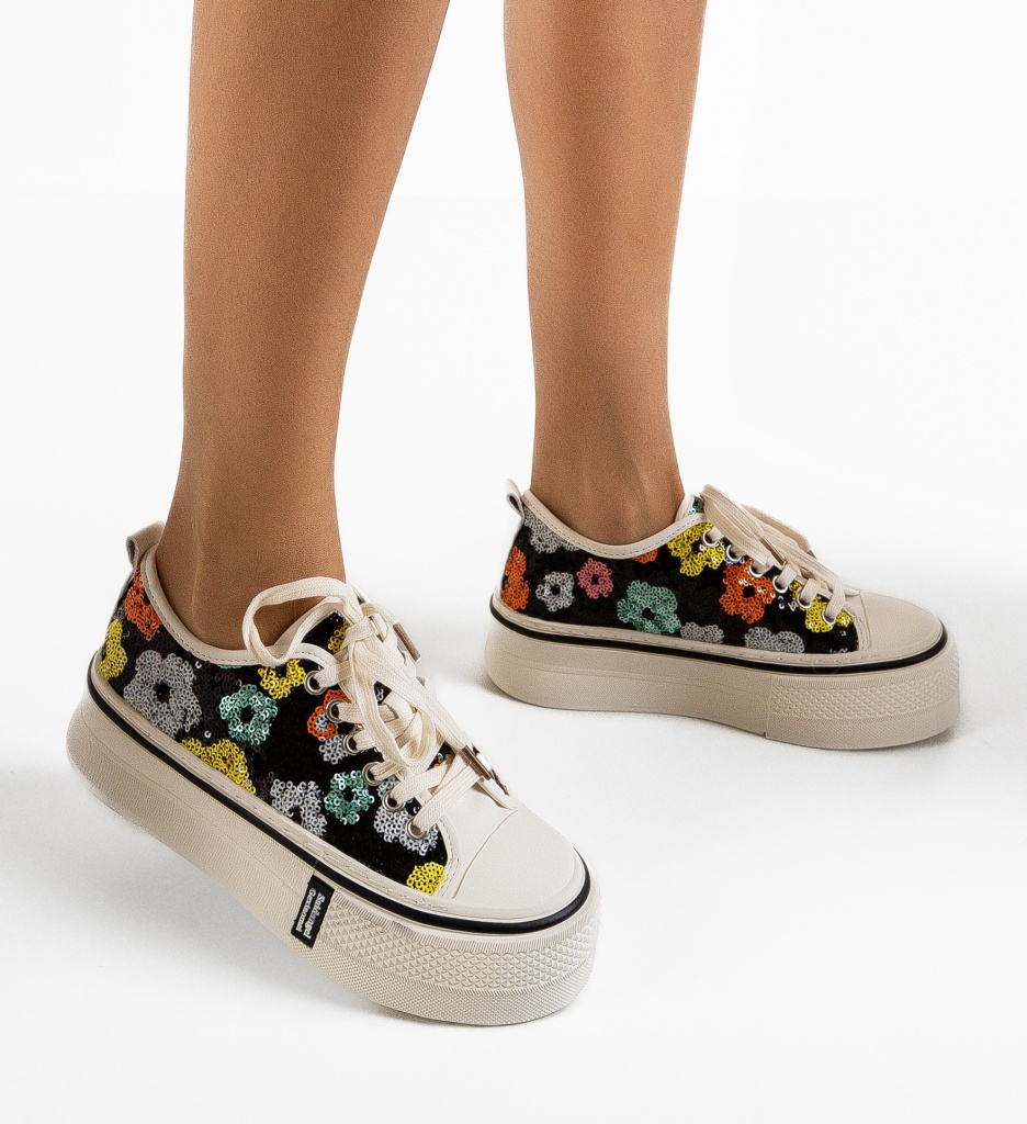 Sneakers Dama Paieta Negri | Stil Sport Eleganta - imagine 3