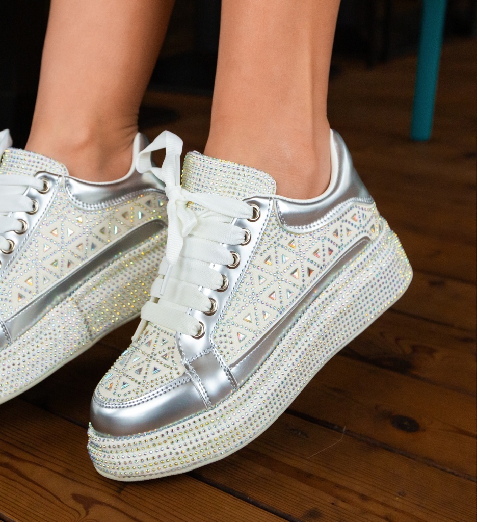 Sneakers Dama Trente Argintii | Sport & Eleganta - imagine 6