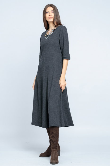 Rochie cambrată lână gri Shopika