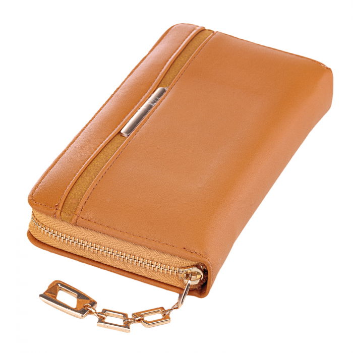 Portofel Shopika Camel cu Lanț Auriu - Design Elegant